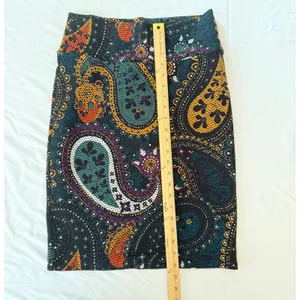 LuLaRoe‎ Cassie Pencil Skirt Small Black Multi Color Paisley Boho Stretch Knit thumbnail 4