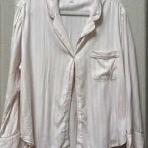 Victoria's Secret Elegant Pink Striped Pajama Top thumbnail 1