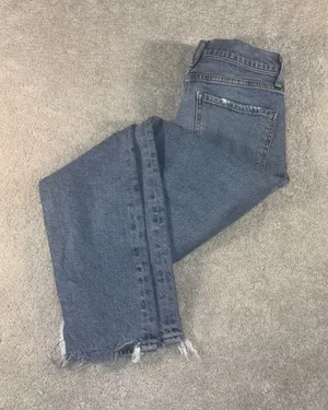 AGOLDE Nico High‎ Rise Denim Blue Jeans Size 26 Raw Hem Button Fly Distressed thumbnail 1