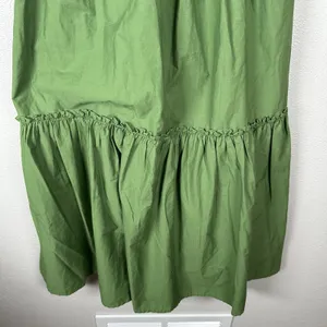 Abercrombie & Fitch Midi Dress‎ Medium Green Smocked Puff Sleeve Prairie Tiered thumbnail 3