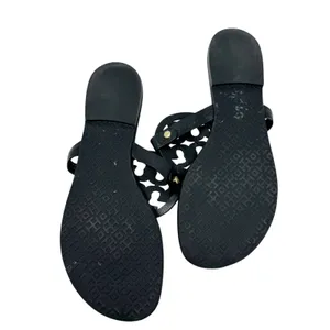 Tory Burch Miller Sandal Black Leather Logo Medallion Thong Flat Size 9.5 thumbnail 5