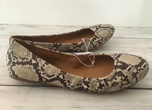 Snake Print Ballet Flats, Size 12 Gray thumbnail 1