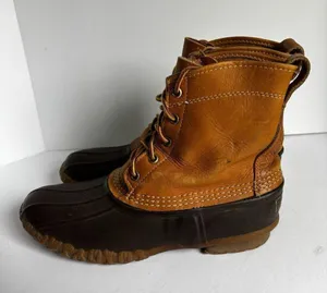 LL Bean Maine Hunting Shoe Duck Boots Women's Size 8 Brown Leather USA Vintage thumbnail 5