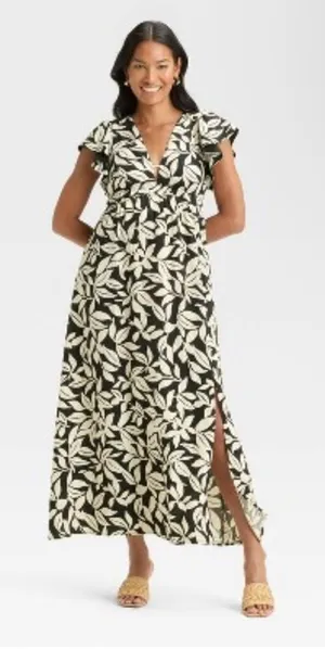 NWT Black and Cream Maxi Dress 2xl thumbnail 1