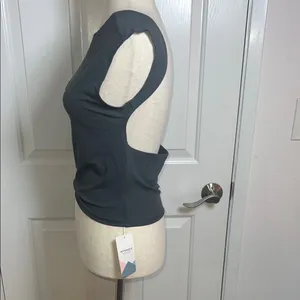 Grey Fitted Muscle Tee with High‎ Neck Gray Size L thumbnail 4