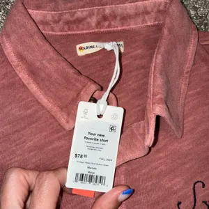 Marine Layer Button Down‎ Women M/L Marsala NWT Vintage Heavy Slub Short Sleeve thumbnail 2