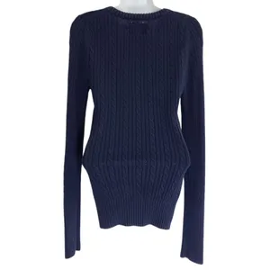 Vintage American Eagle Cable Knit Sweater Large Blue V Neck Preppy Y2K thumbnail 9
