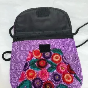 Purple and Black Floral embroidered small crossbody‎ purse​​ thumbnail 4