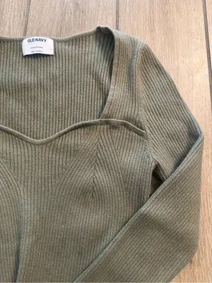 Old Navy Olive Ribbed Scoop-Neck Long-Sleeve Sweater thumbnail 6