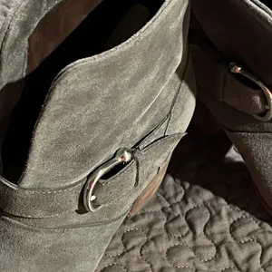 Isola Lavoy Grey Leather Stacked Heel Ankle Boots Size 7M Gorgeous NWOT thumbnail 5