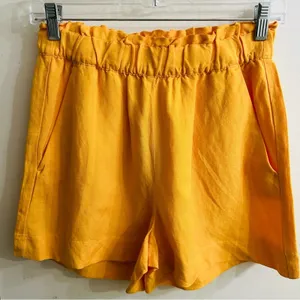 Loft Linen-Blend Paperbag Waist Shorts Mustard‎ Yellow–XS NWT thumbnail 2