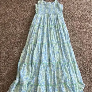 Crown & Ivy Blue and Green Leaf Print Dress thumbnail 1