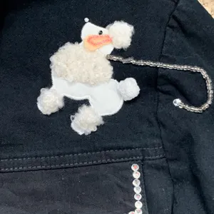 Vintage Y2K Quacker Factory Black Denim Jacket‎ White Poodle Embroidered Dog thumbnail 7