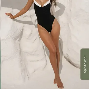 Berlook Contrast Trim Knotted One-Piece Swimsuit 47 thumbnail 5