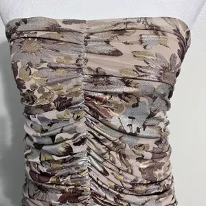 NBD Strapless Floral Foil Ruched Mini Dress thumbnail 4