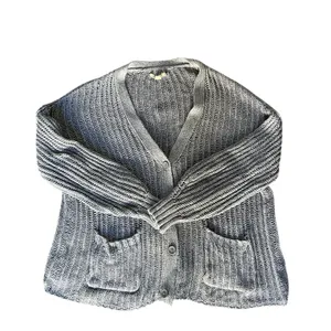 American Eagle Chunky Knit Cardigan Blue Gray Button Front Sweater Women’s thumbnail 3