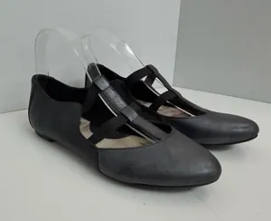 Born Ballet Flats Leather T Strap Dark Academia WhimsiGoth Metallic Grey Black thumbnail 1
