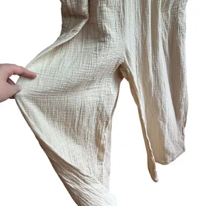 Hunter & Browa‎ yellow muslin spaghetti strap wide leg jumpsuit women's size L thumbnail 5