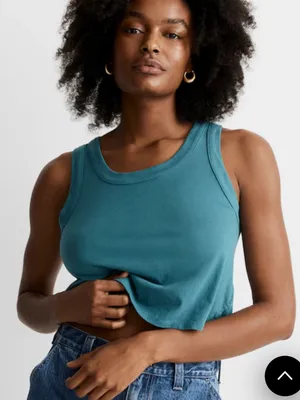 Madewell Sleeveless Crop Tank Top - Teal thumbnail 1