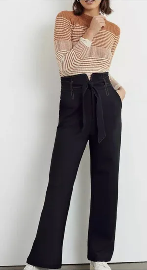 Maeve Anthropologie Irina Relaxed Ponte Black Wide Leg Pants Size 8 thumbnail 1