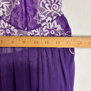 Babydoll Sheer Halter Slip Dress Women L Purple Floral Lace Festival‎ Romantic thumbnail 4