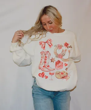 Coquette cowgirl sweatshirt thumbnail 1