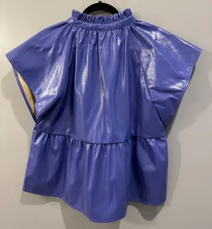 THML Purple Faux Leather V Neck Top thumbnail 4