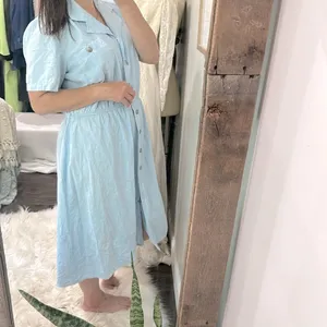 Leslie Fay vintage Blue Puff Sleeve dress size large thumbnail 5