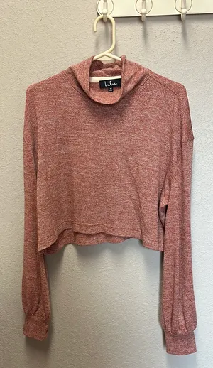 Lulus Cropped Red Mock Turtleneck thumbnail 1