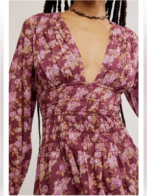 Free People Keep You Mini Dress in Berry Combo Size XS thumbnail 3