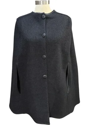 Helene Berman S Black Wool Blend‎ Buttoned Cape Coat Cloak Posh Elegant Winter thumbnail 1