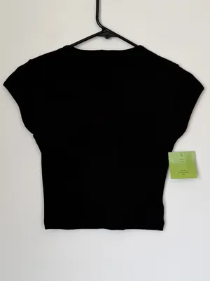 NWT Black/White Charli XCX BRAT Baby Tee thumbnail 3