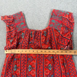 Hollister Red Embroidered Crop Top Women's Small Flutter Sleeve Square Neck Boho thumbnail 7