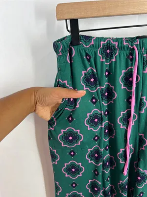 Room Service Green Floral Notch Collar 2-Piece Pajama Set Size XL thumbnail 10