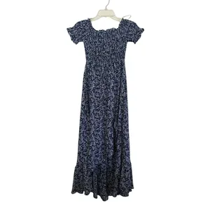 Lulus Blue White Floral Lightweight Flowy Womens Off Shoulder Maxi Dress Size Sm thumbnail 4