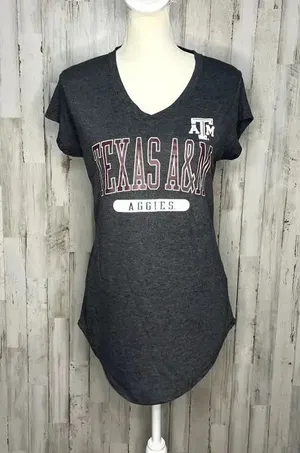 NWT Texas‎ A&M Aggies Women's V-Neck T-Shirt Gray Size Small Short Sleeve thumbnail 1