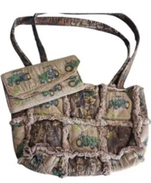 John Deere Quilted Rag Bag Camo Tractor Shoulder Purse Matching Wallet thumbnail 1