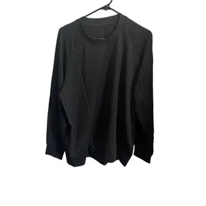Black XL Crewneck Sweater With Textured Knit‎ Sleeves Polyester Blend thumbnail 2