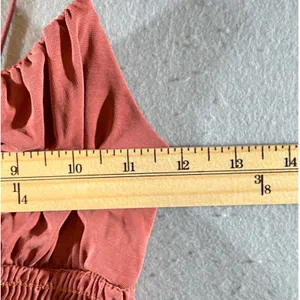 654 | Urban Outfitters Smocked Cropped Ruched Cami‎ Tank Top Pink Rust Womens XS thumbnail 3