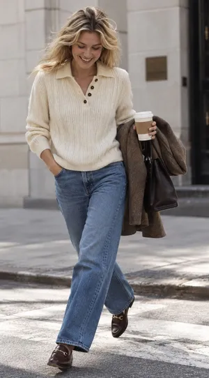 Gap Reissue Cream Alpaca Wool Polo Sweater 90s Carolyn Bessette Minimalist thumbnail 1
