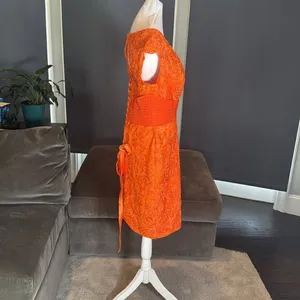 Women’s Orange Tea Length Formal Mother of the Bride Dress Corset Back Size 14 thumbnail 4