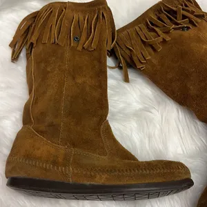Minnetonka brown suede fringe mid calf boots‎ Size 6 B32 thumbnail 4