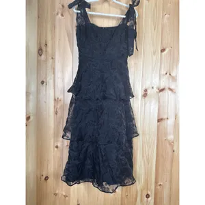 NWT Lulus Glamorous Sweetie Black Burnout Tie-Strap Bustier Midi Dress Formal M thumbnail 2
