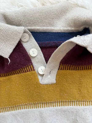 Striped cropped sweater with collar and adjustable tie Multiple thumbnail 2