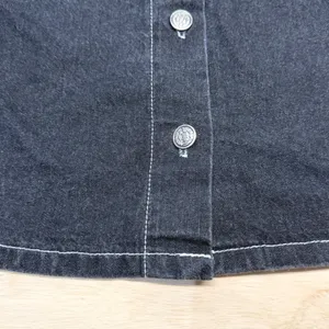 Vintage Y2K MGR Black Denim Mini Skirt Women 11 Button Front USA Contrast Stitch thumbnail 9