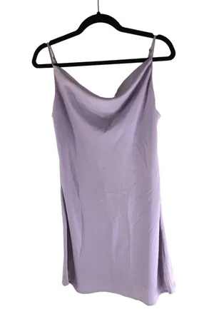 Urban Outfitters Lilac Slip Dress Satin Waterfall Neckline Mini Size M thumbnail 1
