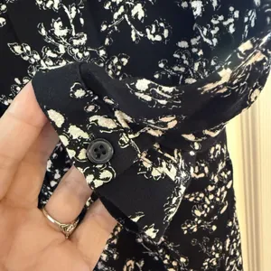 Garnet Hill Dress 10 Black‎ Floral Baby Doll Pockets Drop Waist Long Sleeve EUC thumbnail 5
