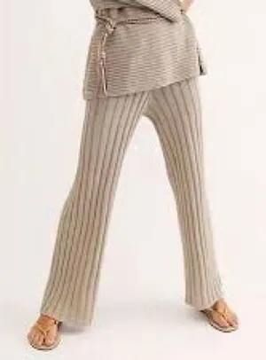 Free People Beach Tan‎ Ribbed Knit Sweater Pants Size XS EUC thumbnail 1