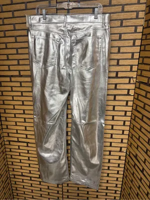 Abercrombie & fitch silver metallic the 90’s relaxed high rise pants size 14/32L thumbnail 2