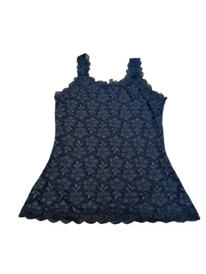 Black Fuchsia x Secret Lace Semi Sheer Floral Cami Fitted Top Coquette Feminine thumbnail 3